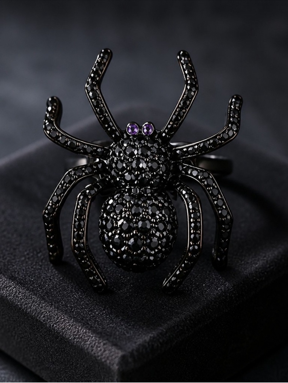 *NWT* Betsey Johnson SPIDER COCKTAIL RING BLACK